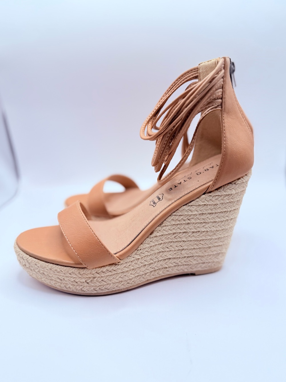 Altar’d State tan leather espadrille wedge sandals, - Picture 7 of 12